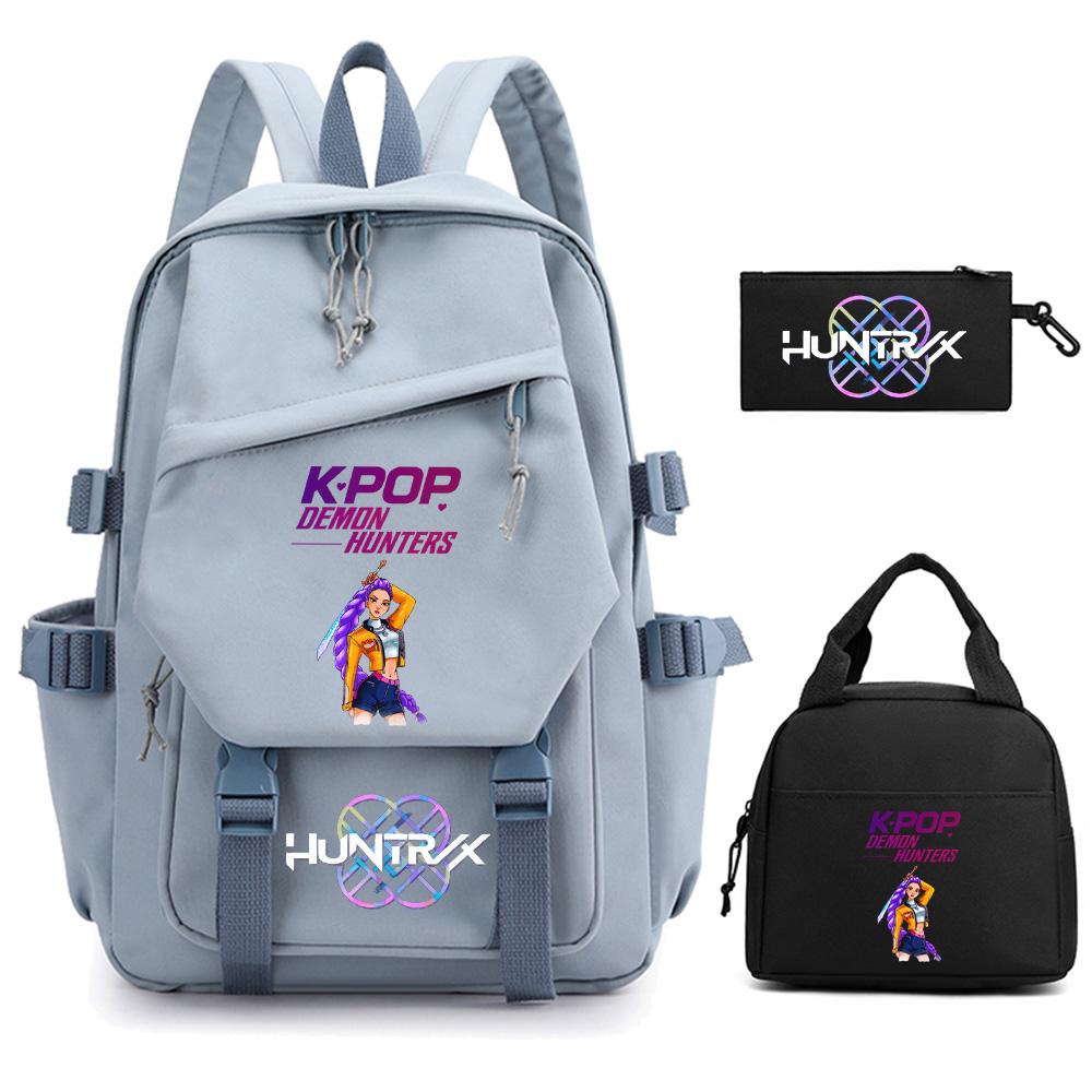 3 Stück/Set Anime Cartoon Kpop Dämonenjäger Bedruckter Rucksack für Teenager Kinder Schüler Große Kapazität Schultasche Mädchen Geschenk Damen Reisetasche Mochila