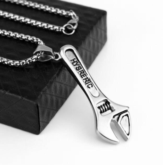 Titanium Steel Men'S Necklace Wrench Pendant, Fashionable Personality And Creativity