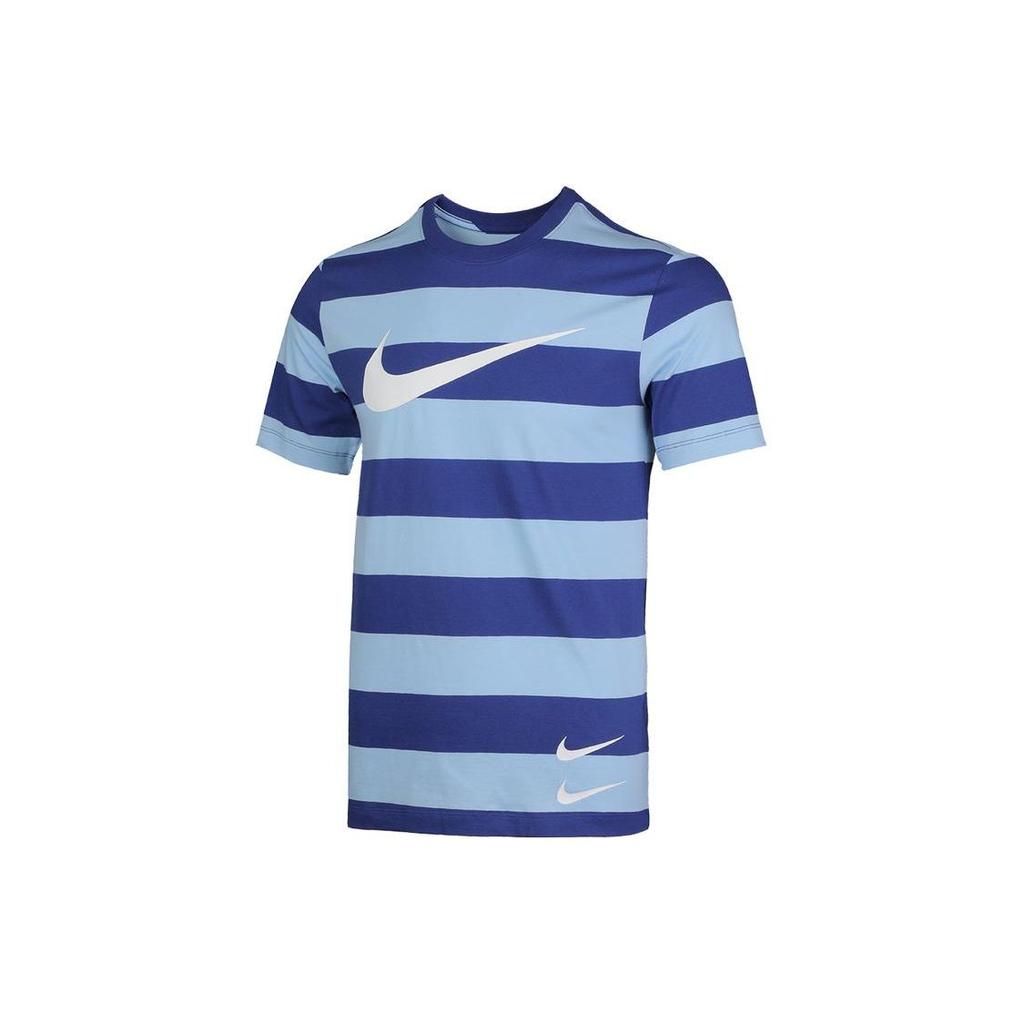 Nike Swoosh Stripe Short Sleeve T-Shirt Men Tops Blue CQ5197-436