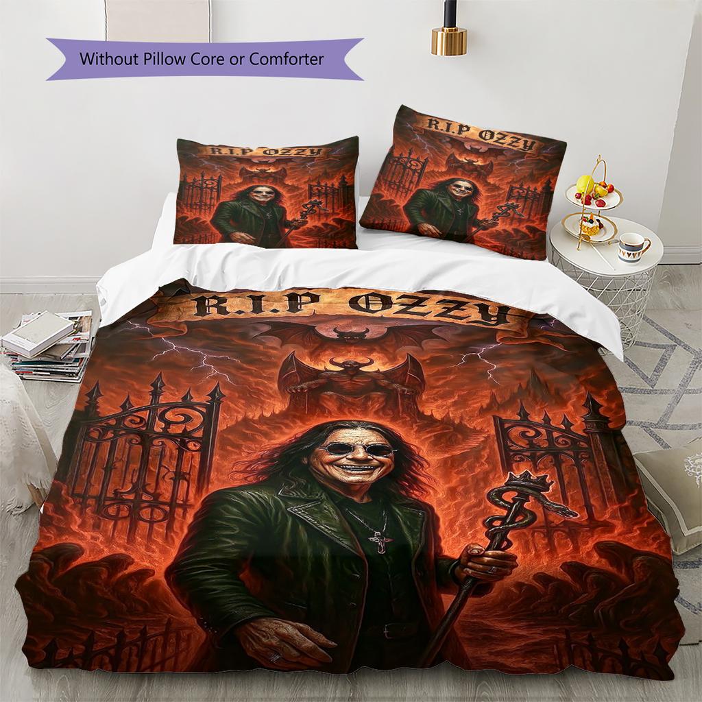 Ozzy Osbourne Pattern Bedding Quilt Set Quilt Cover Pillowcase Home Decoration Gift (1 * duvet cover + 2 * pillowcase, without core)