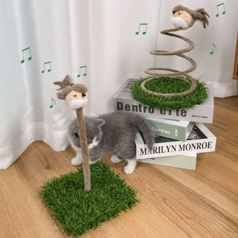 Kreatives Katzenkratzbrett Plüschspatz Interaktives Katzenspielzeug Katzenfeder-Spielzeug Indoor-Spiel