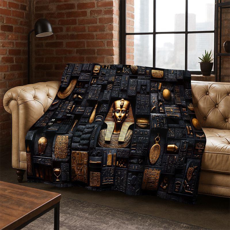 Ancient Egypt Death Anubis Pharaoh Cartoon Flannel Blanket Soft Throw Blanket for Bedroom Living Room Bed Travel Camping Picnic