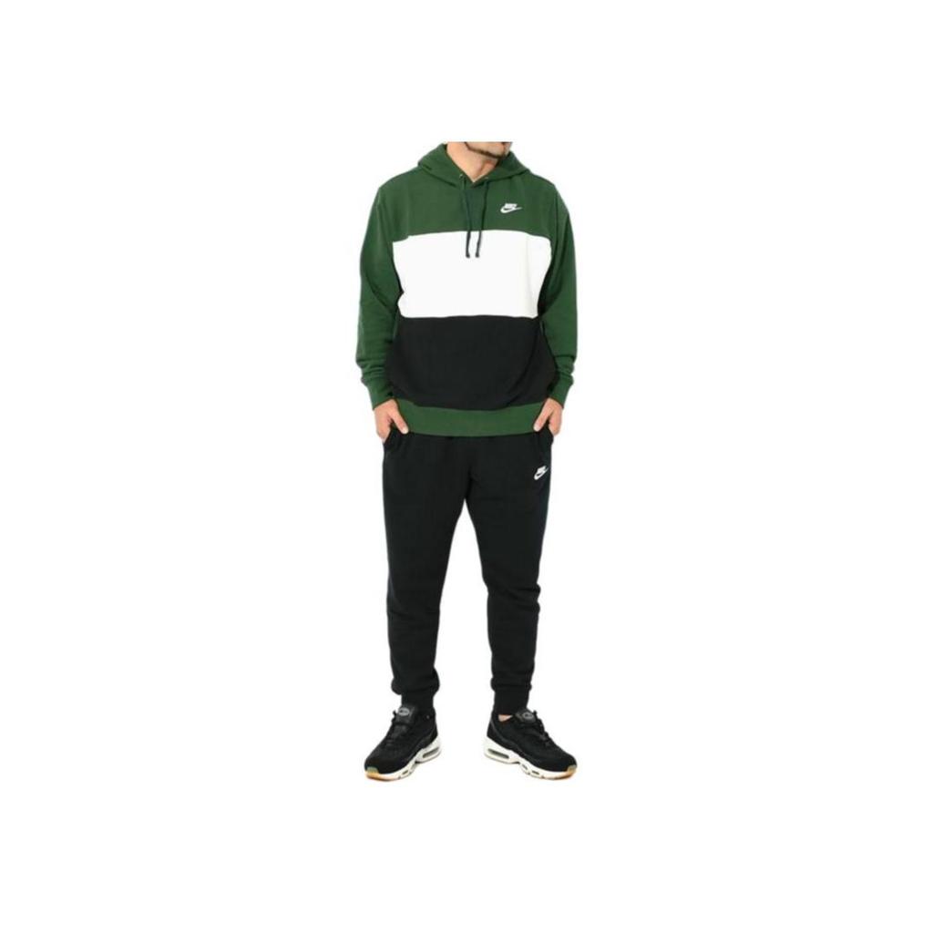 Nike Club+ Color Block Hooded Fleece Jacket Men Fir Green White FB7416-323