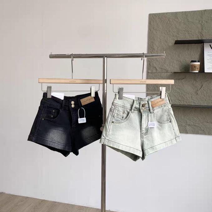 Summer 2025 Women's American Retro A-Line Hot Girl Denim Shorts - Slimming, Wide Leg, Super Short