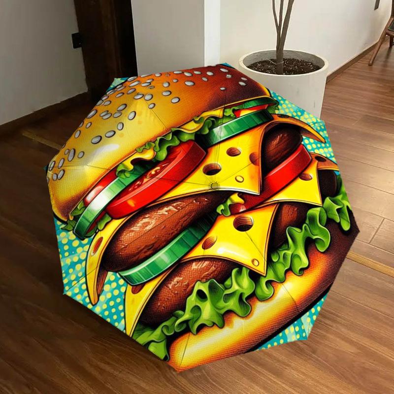 

1pc Cheeseburger Automatic Open/Close Umbrella, Folding Compact Umbrella with Lightweight Design for Women/Men yy251011108