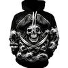 Halloween American Men's New Autumn Horror Skull Print micro Elastic Comfortable Hooded Sweatshirt Outdoor Street Style Top