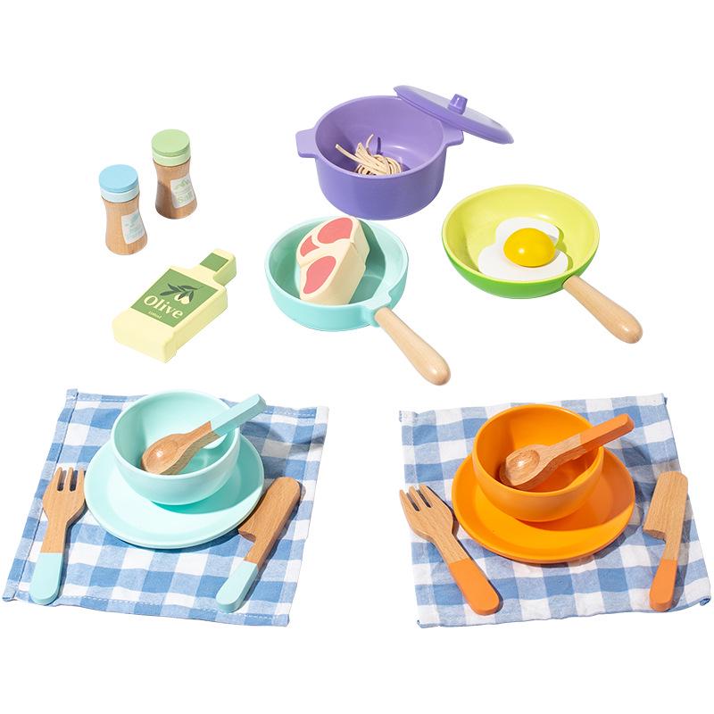 Wooden Play Kitchen Set for Girls (3-6 Years) - Pretend Afternoon Tea Toy