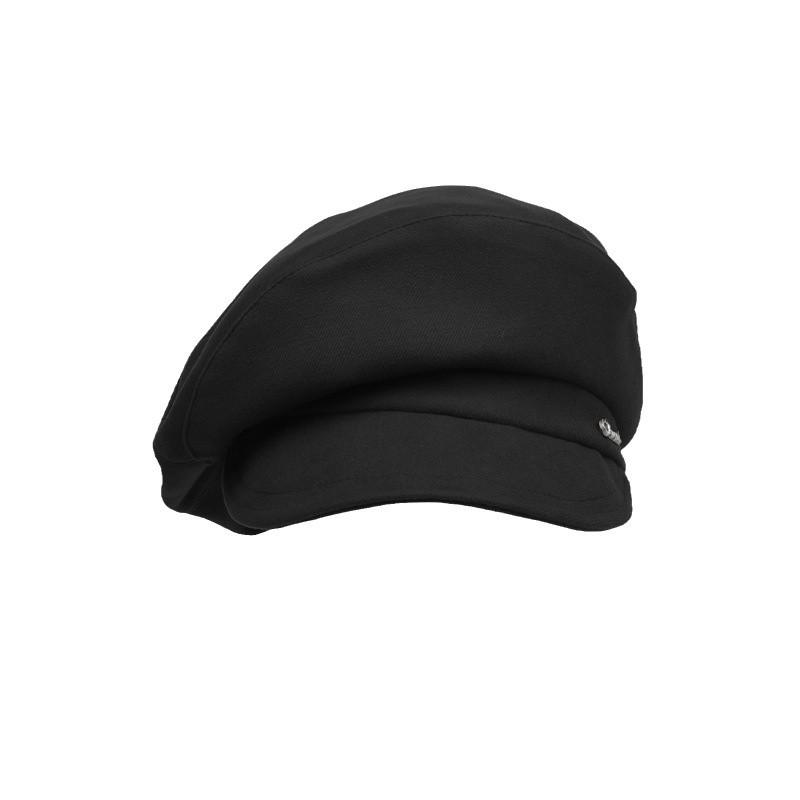 Cloud Octagonal Hat: Women's Retro Khaki Beret, Large Face-Slimming Autumn/Winter Cap, Men's Black Flat Hat