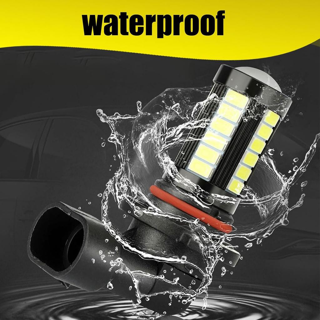 2 PCS 9006 Car LED Fog Light Bulbs, 6500K White Super Bright Anti-fog Lights, 12V Plug and Play 1500 Lumen Power LED Bulbs, Universal for Car, Truck,