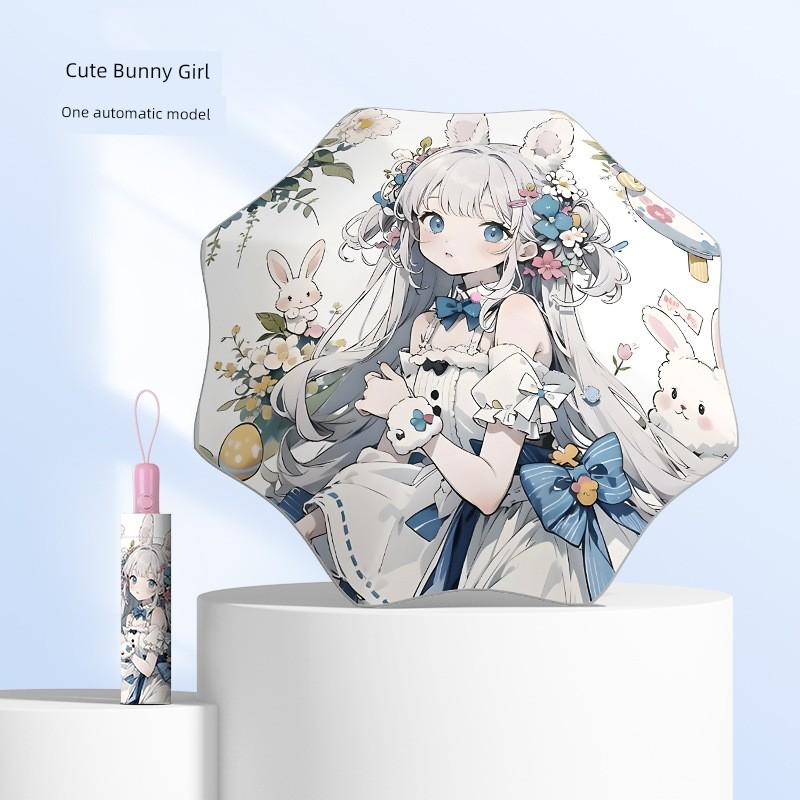 Cartoon Fully Automatic Children's Umbrella with Safety Rounded Corners, Anti-Puncture, Sun Protection, Rain Protection, Anti-Rebound, and Dual-Use
