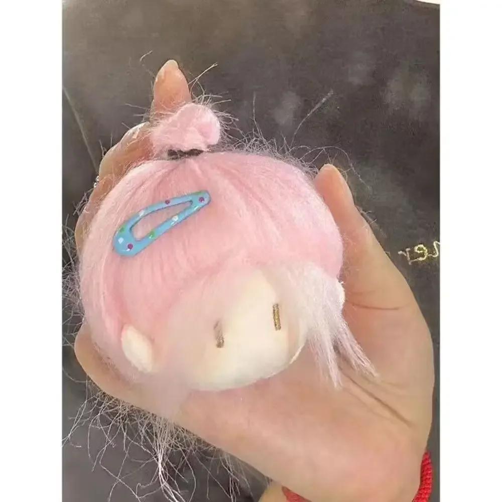 Long Hair Doll Pendant Cute Doll Cartoon Design Doll Girl Head Key Chain Doll Girl