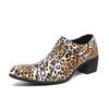 European and American Foreign Trade Street High-heeled Leather Shoes Men's Pointed Head Large Size Fashion Leopard Print Ball High Heels 2025