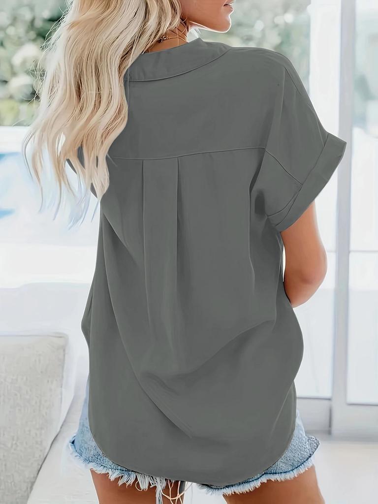 Women's 2025 Summer Exclusive Short-Sleeve Lapel Button-Down Shirt