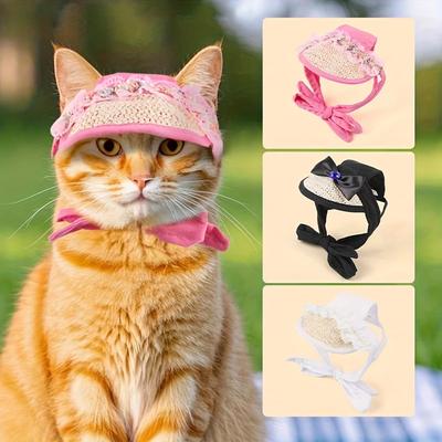 Adjustable Dog Cat Sun Hat Breathable Baseball Cap with Ear Holes for Puppies Outdoor Pet Headwear and Supplies