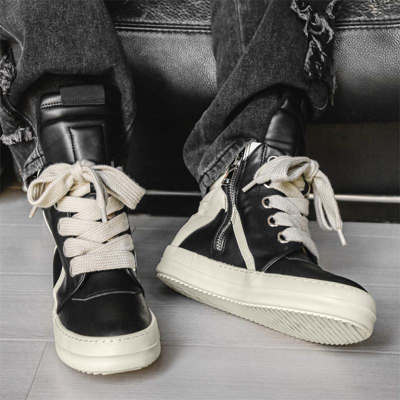 High-top Tide Spring European and American Style High Street Short Boots Thick-soled Heightening Board Shoes X