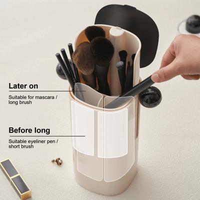Makeup Brush Holder with Dustproof Cover Large Capacity Four Compartments Design Multipurpose Cosmetic Brush Organizer