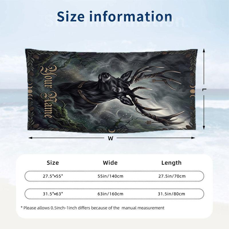 Deer Theme Beach Towel Personalized Custom Name & Text Soft Quick Dry Beach Towel for Swimming Travel
