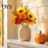 Holiday Gift for Thanksgiving Artificial Sunflower Maple Leaf Bouquet, Fall Flowers, Realistic Silk Faux Leaves Vase Flower Table Mantel Entryway