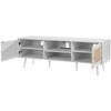 Rattan TV Stand for 65" TV Boho TV Stand with Build-in Socket White