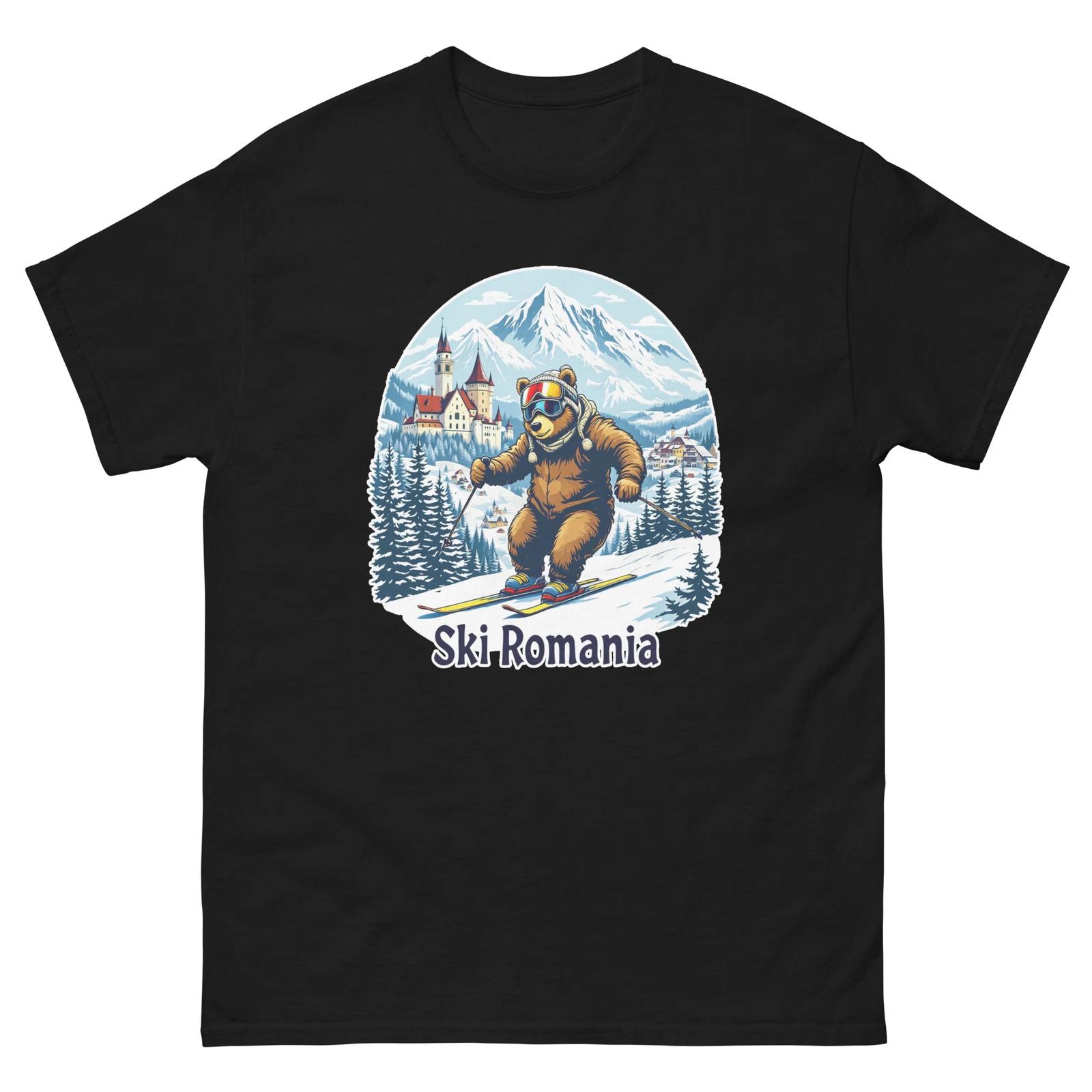Ski Romania Bear Cute Animal Skiing T-Shirt 4XL