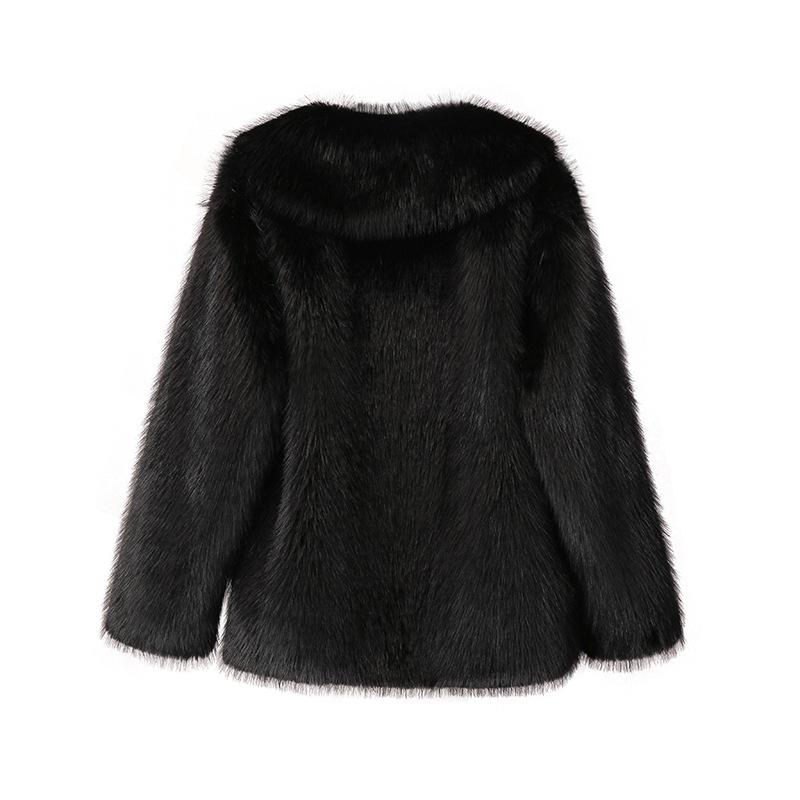 Luxury Faux Fur Coat Women Winter Thick Warm Long Sleeve Turndown Collar Female Overcoat  Elegant Lady Outerwear