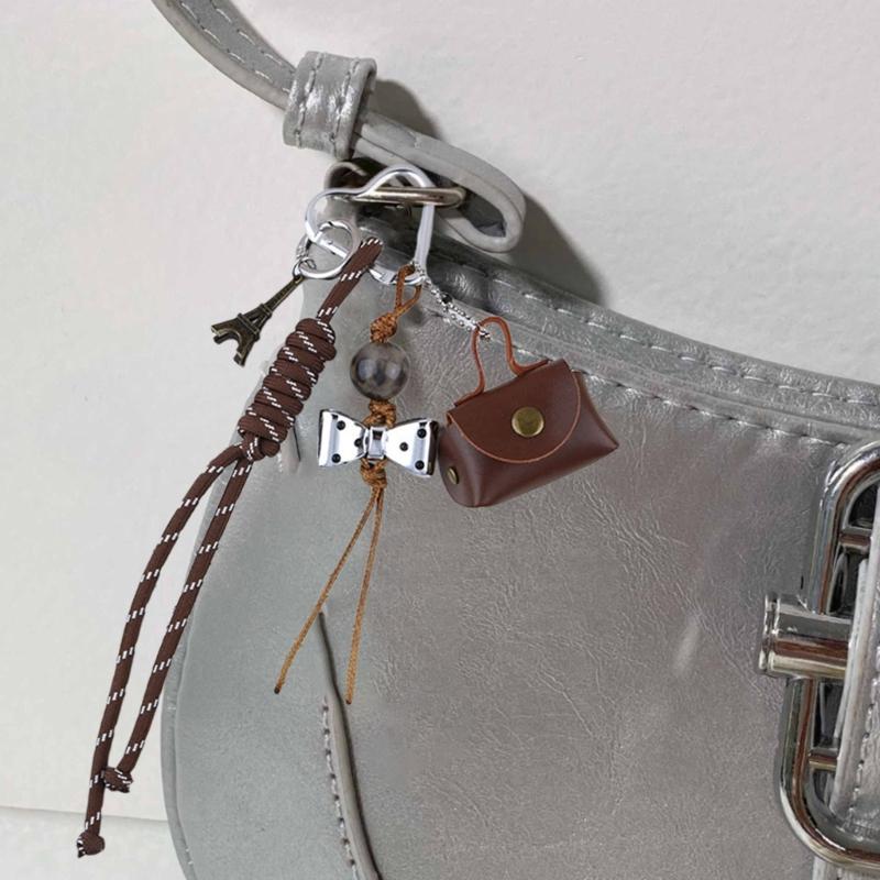 Fashion Keychain Bag Charm Enhancing Style with Practical Alloy and Leather Bags Pendant for Daily Commute or Travel