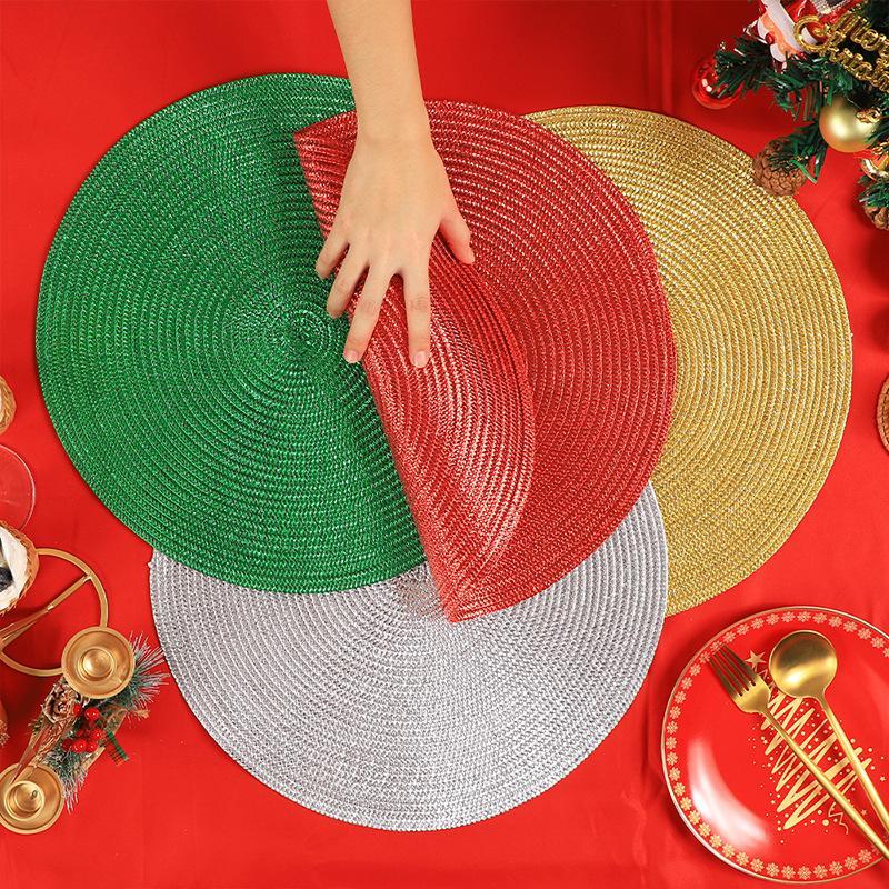 Round Woven Placemats Heat Resistant Non Slip For Kitchen Table Holiday Home Use