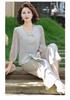 Plus Size Women's Summer Wide-Leg Pants Two-Piece Set for Middle-Aged and Elderly
