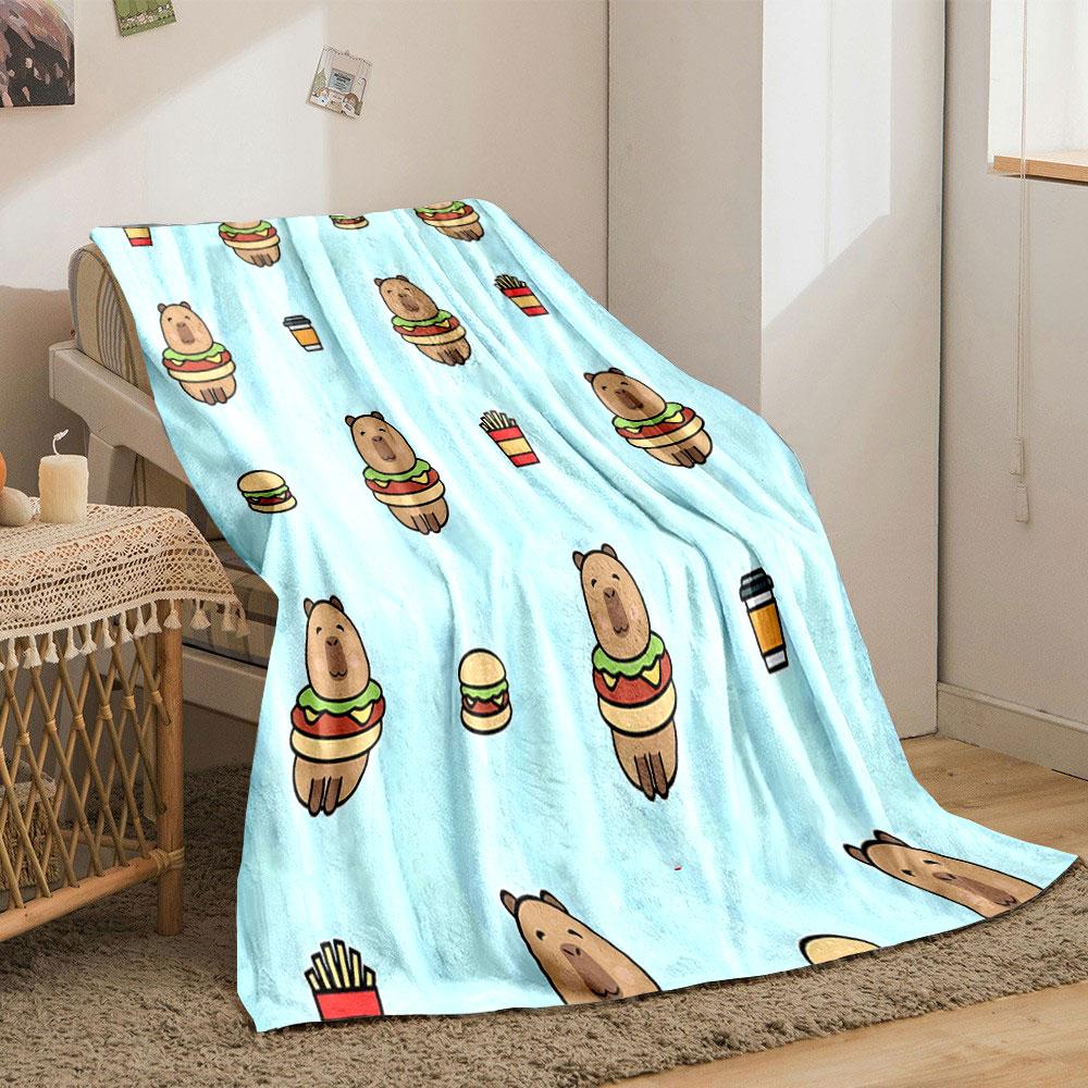 Cute Bear Burgers and Fast Food Pattern print blanket soft and cozy perfect for the living room bed sofa or a nap,gift