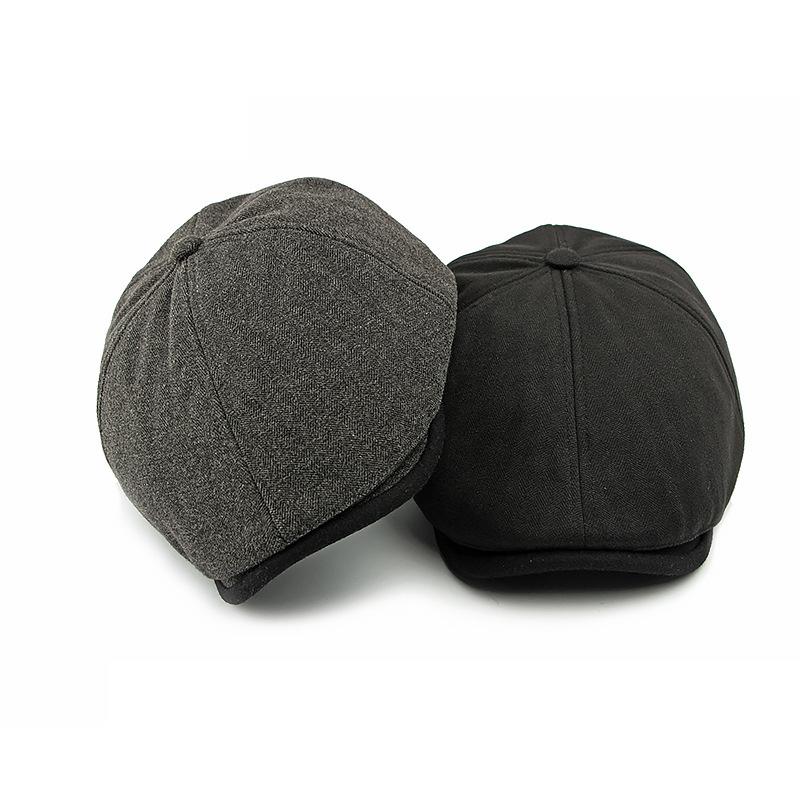 Vintage Cap Men's Winter Velvet Thick Warm Beret British Cap Forward Cap Newsboy Caps