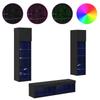 LED TV Wall Unit Set 6 pcs Black Oak Effect Particleboard
