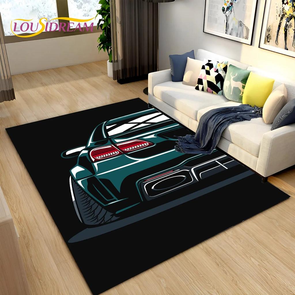 3D Racing Sports Car Soft Area Rug Large,Carpet Rug for Home Living Room Bedroom Sofa Doormat Decor,Kid Play Non-slip Floor Mat