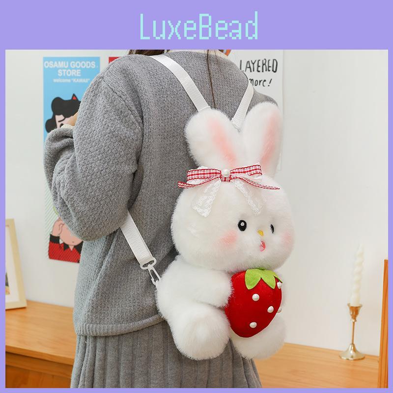 Rabbit Strawberry Stuffed Animal Plush Toy Backpack Cartoon Decoration Badroom