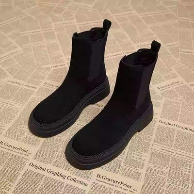 Autumn and Winter Martin Retro Short Boots 2025 New Matte Thick-soled Heightening Women's Boots Dopamine Suede Chelsea Boots