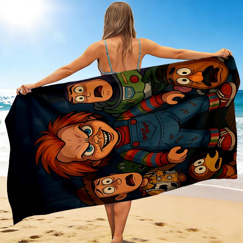 1Pc Chucky'S Halloween Horror Beach Towel Quick Dry Multiuse For Beach Pool Gym Yoga Home Travel Christmas Halloween Xmas Gift N1301