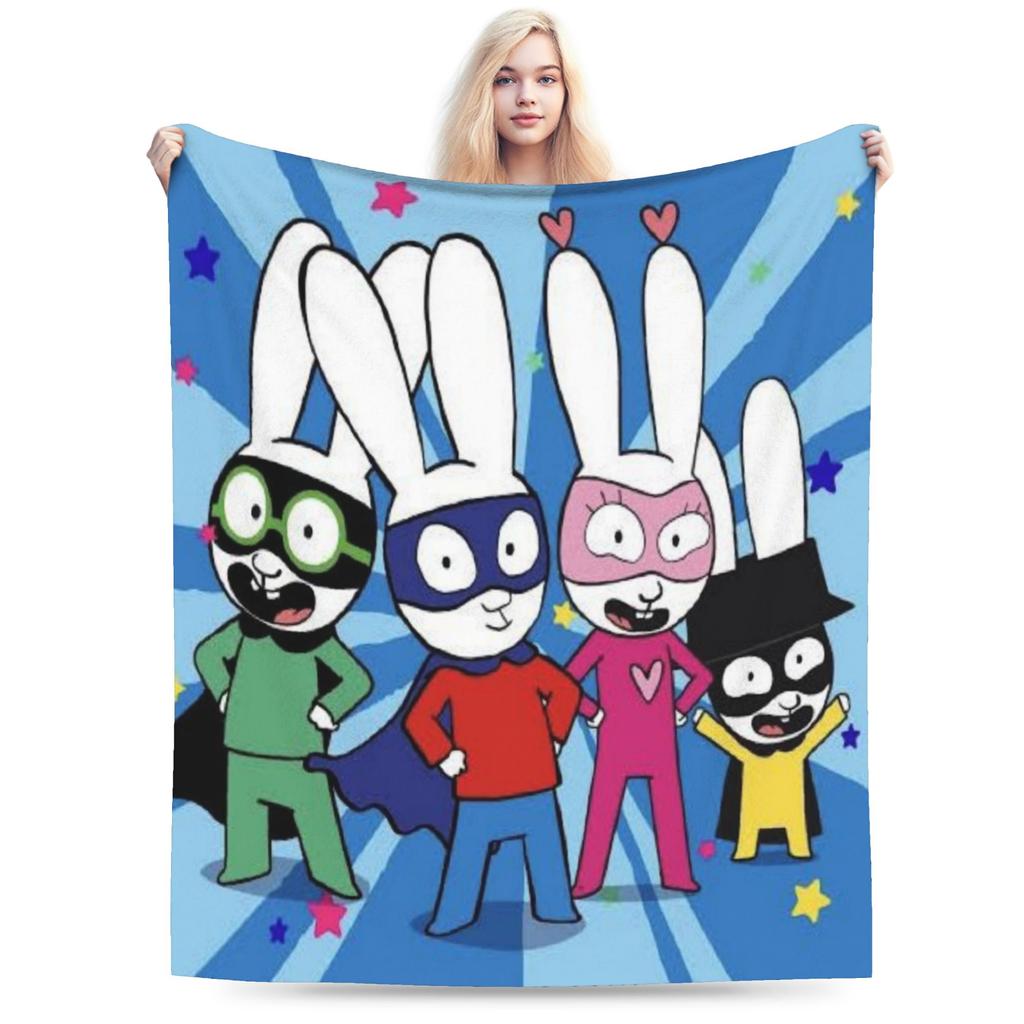 S-Simon Super Rabbit Super Soft Blanket For Couch Bed Trend Throw Blanket Winter Travel Car Flannel Bedspread