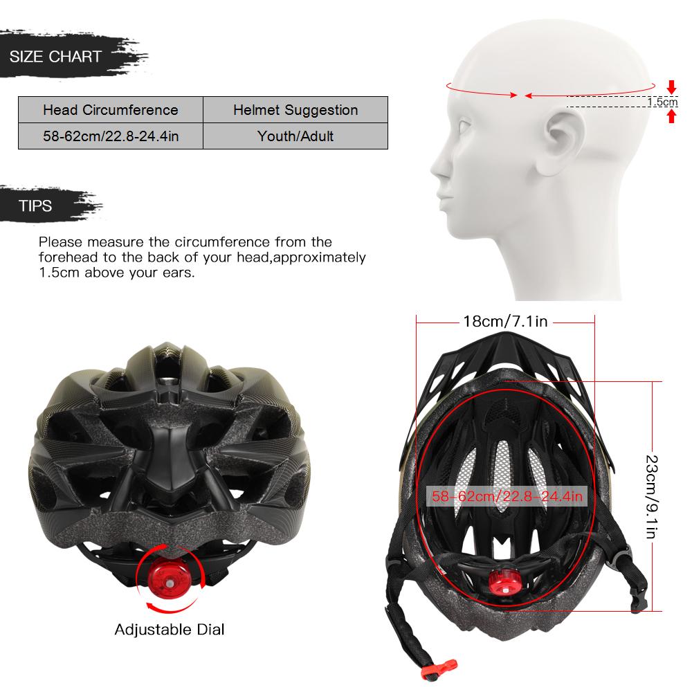 Breathable Cycle Helmet with Rear Light Sun Visor Women Men Lightweight Safety Helmet Bike Helmet for Mountain Bicycle