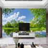 Floresta lago vista natureza paisagem 3d foto papel de parede para o quarto sala estar sofá tv fundo papel peint personalizado cartaz mural da parede