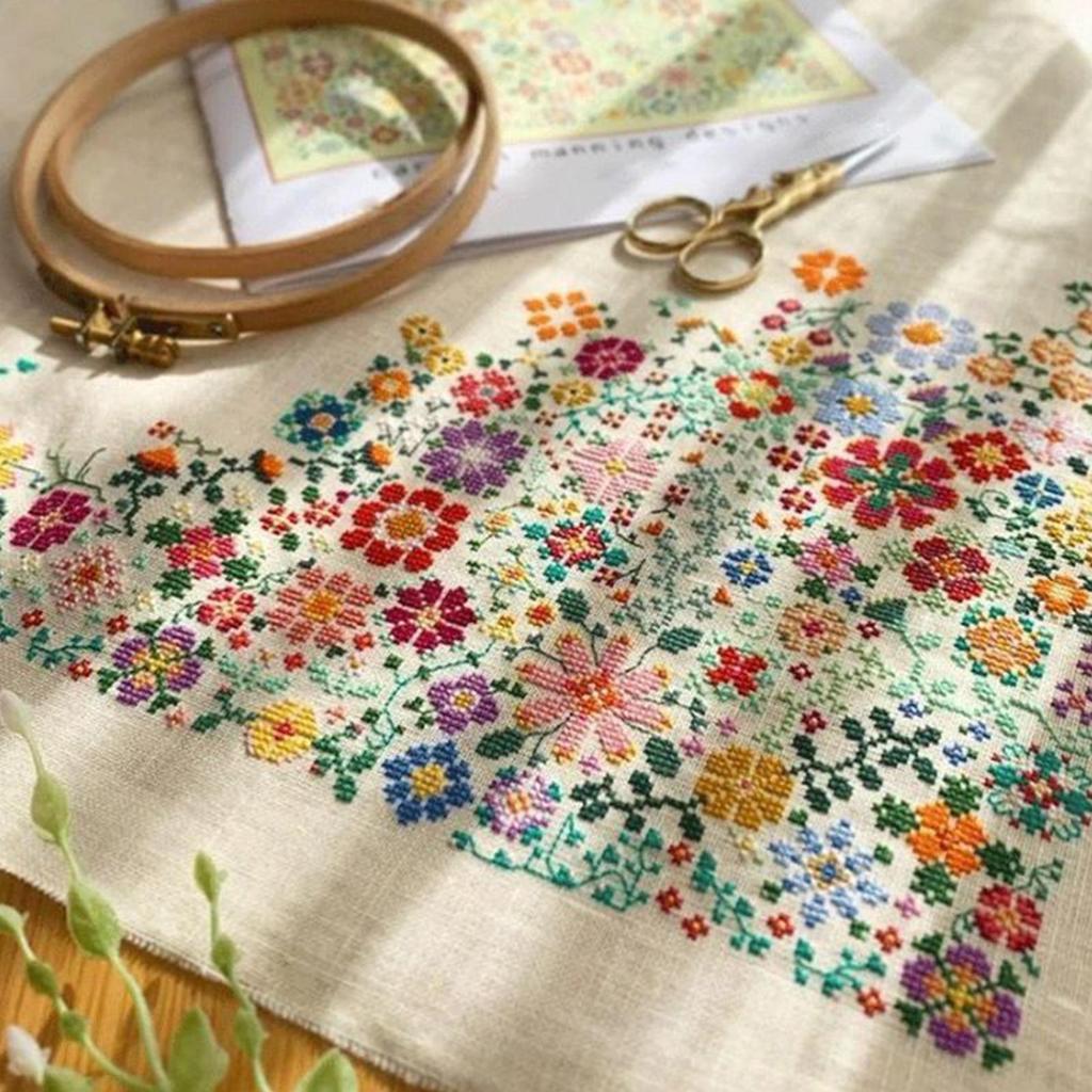 Floral Embroidery Kit Handmade Cross Sew Floral Hand Embroidery Kit For Festival Holiday Home Unisex Adults Decoration Projects