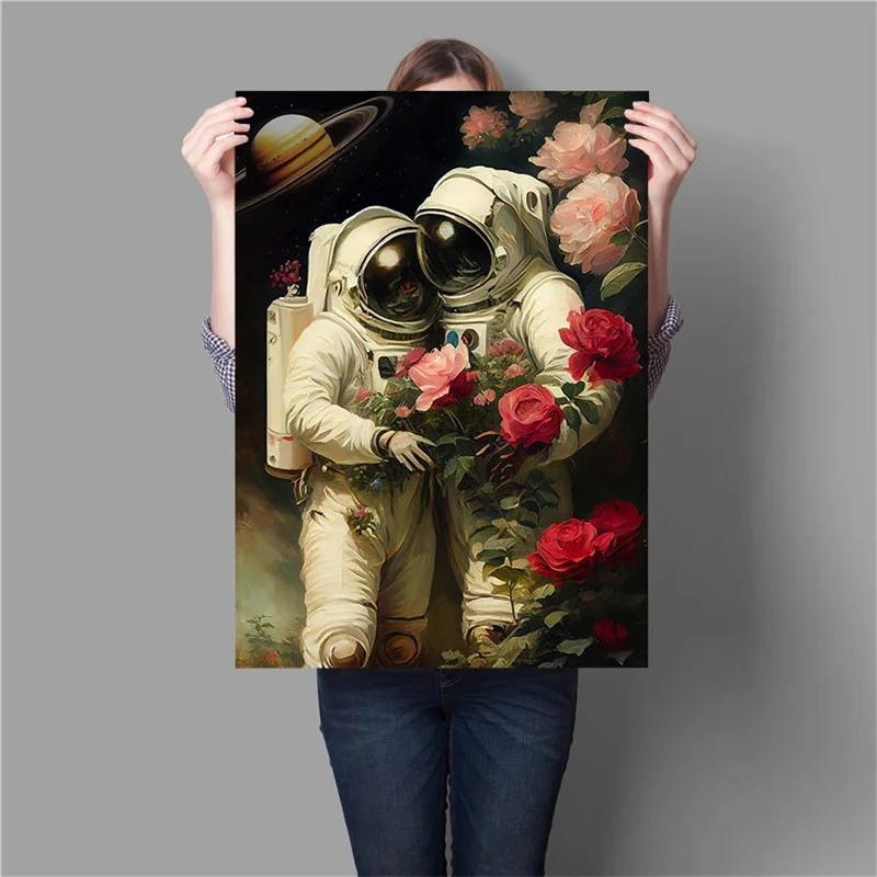 My Space Date Mural My Space Surfing Day Canvas Posters Prints Astronaut's Space Journey Canvas Painting for Home Room Decor