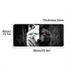 Large Gaming Mouse Pad Black and White Wolf King Design Non-Slip Base Heavy Duty for Desktop Laptop desk pad office accessories