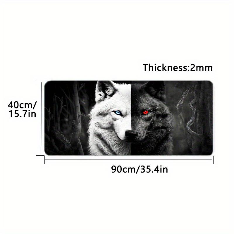 Large Gaming Mouse Pad Black and White Wolf King Design Non-Slip Base Heavy Duty for Desktop Laptop desk pad office accessories