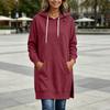 Abito Felpa Lungo da Donna Casual Pullover con Cappuccio e Tasca a Marsupio Spacco Laterale Vestibilità Comoda Ampia