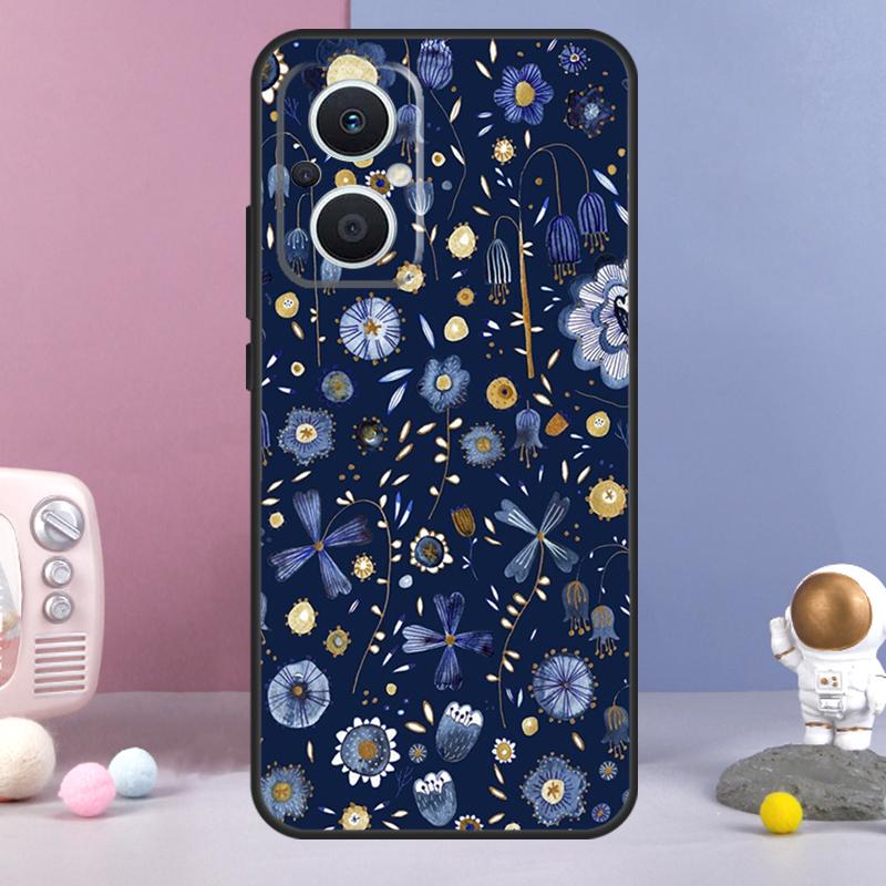 Mitternachtsblumen Hülle Für OPPO Reno 4Z 5Z 8T 4 5 6 7 8 Lite 10 Pro OPPO Find X2 Lite X3 Neo X5 X6 Pro Hülle
