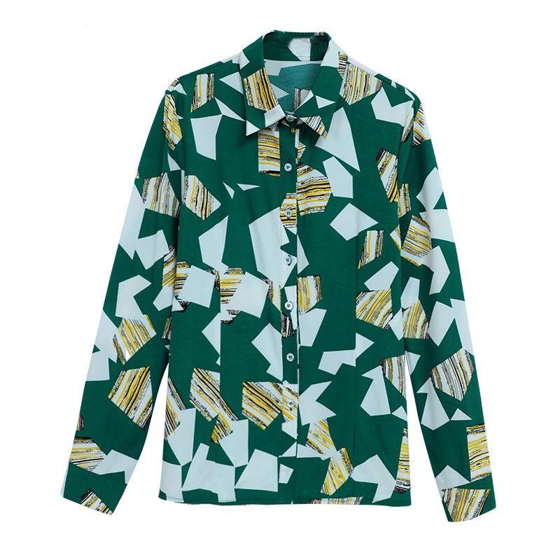 Camisa feminina estampada manga comprida 2023 nova versão coreana solta floral camisa feminina chiffon