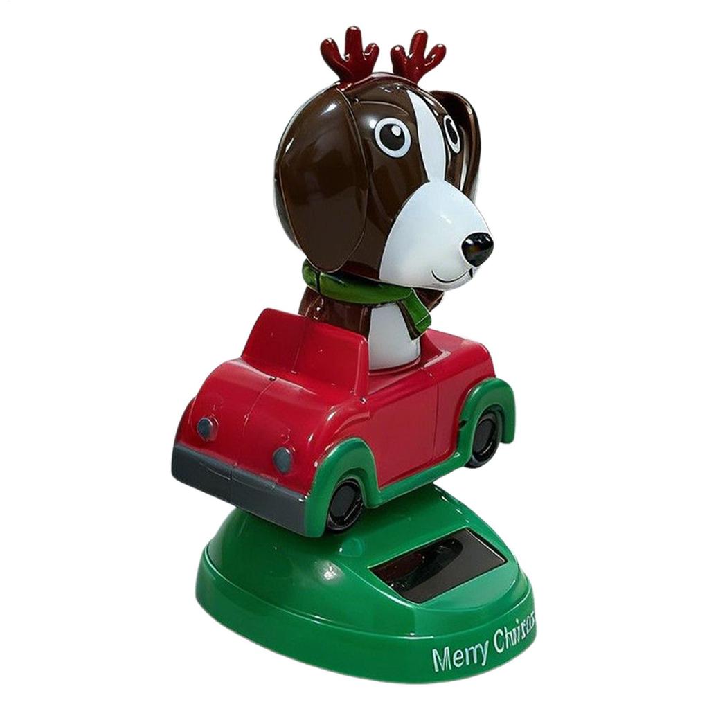 Swinging Solar Doll Car Ornament Funny Dog Figurines Car Dashboard Toys Shaking Head Doll Car Interior Decorations