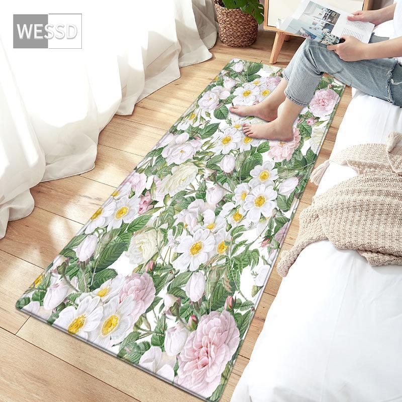 

3D цветочный ковер для спальни, красочный цветочный ковер для гостиной, современные кухонные коврики, нескользящий прикроватный коврик, коврик для ванной комнаты 50x160cm