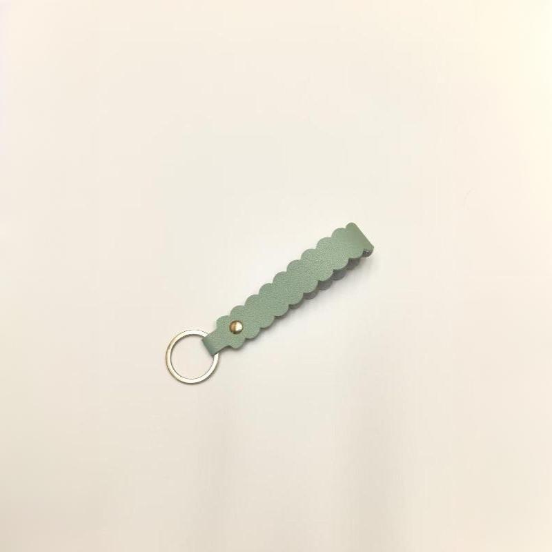 Leather Wave Edge Key Ring Holder 1Pcs Wavy Scalloped Design Soft Keychain Stylish Bag Pendant for Travel Outdoor Use