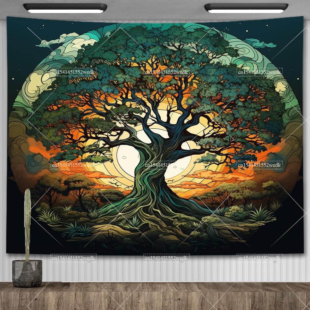 Celtic Tree of Life Tapestry Wall Hanging Room Decor Aesthetic Yoga Mats Landscape Tapestrys Wall Art Decorative Altar Cloths