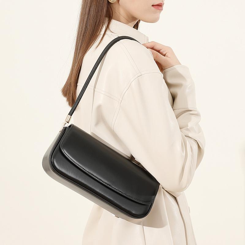 High Quality Genuine Leather Saddle Women's Bag, Simple Design Hand-held Single Shoulder Women's Bag, Elegant Armpit Bag